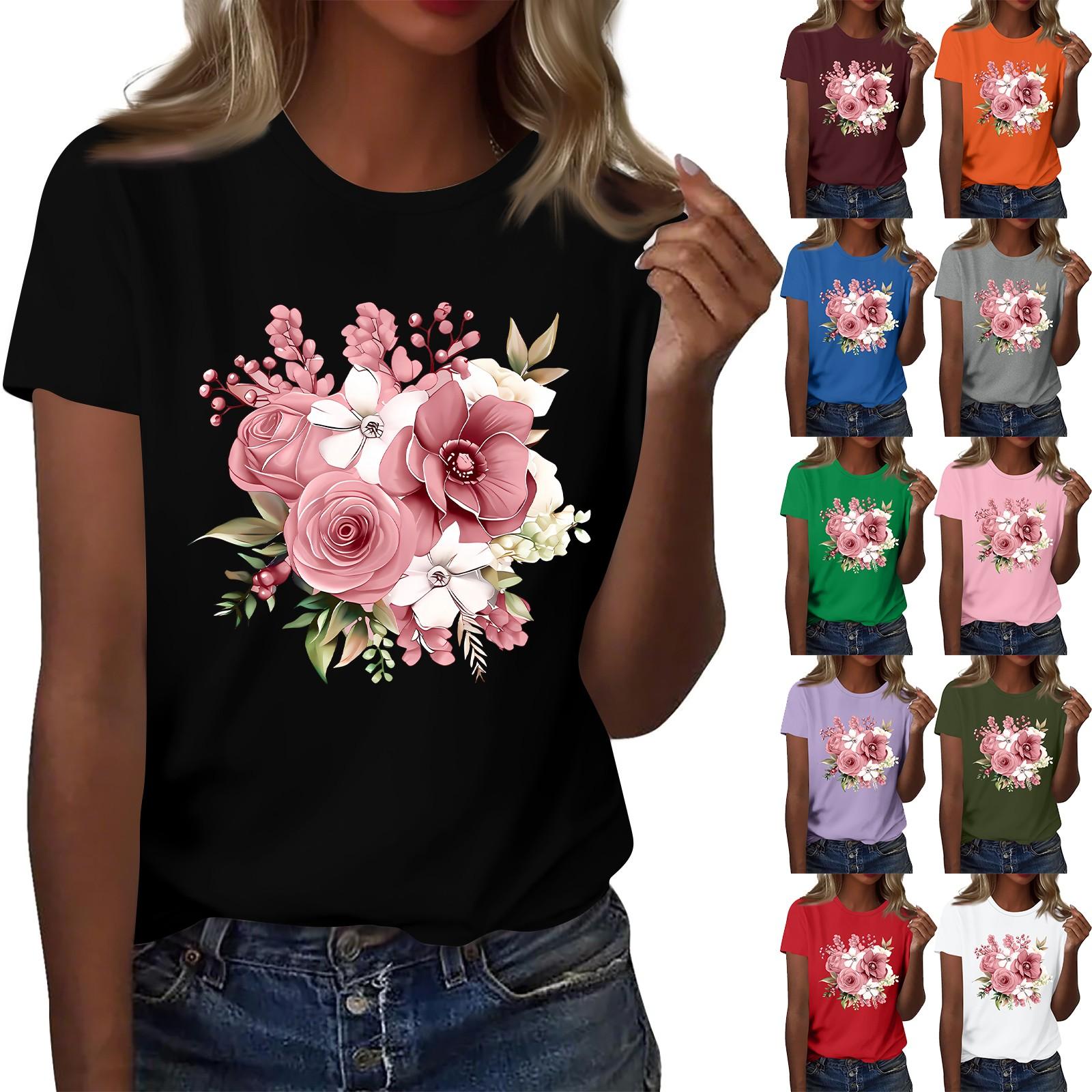 Ladies Loose Comfortable Casual Fashionable Plant Flower Printed Round Neck Short Sleeved Shirt XL
Ladies Loose Comfortable Casual Fashionable Plant Flower Printed Round Neck Short Sleeved Shirt XL