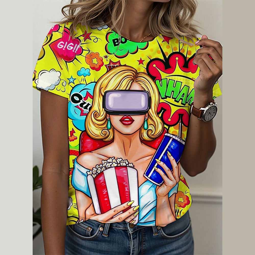 Summer Round Neck 3D Fashion Women Print Top Fashionable Casual Short Sleeved Women s T-shirts XS
Summer Round Neck 3D Fashion Women Print Top Fashionable Casual Short Sleeved Women s T-shirts XS