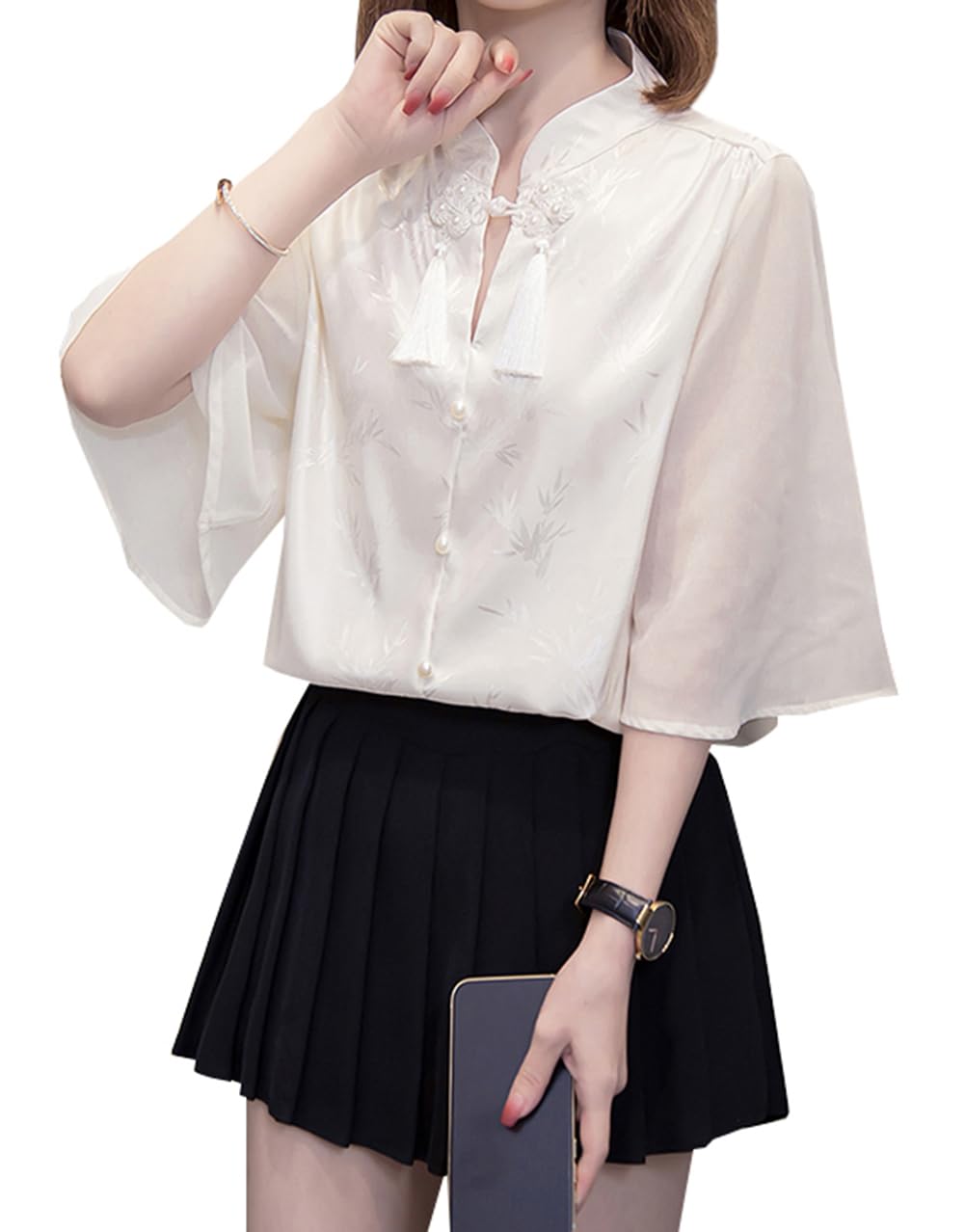 JIYUTOR Шифоновая Китайский Бамбук Китайская Однотонная Свободная Корейская Рабочая Расклешенная Повседневная Женская Блузка, Стиль, Узор, Пуговицы, На подкладке, Воротник-стойка, Цвет, абрикосовый
JIYUTOR Шифоновая Китайский Бамбук Китайская Однотонная Свободная Корейская Рабочая Расклешенная Повседневная Женская Блузка, Стиль, Узор, Пуговицы, На подкладке, Воротник-стойка, Цвет, абрикосовый