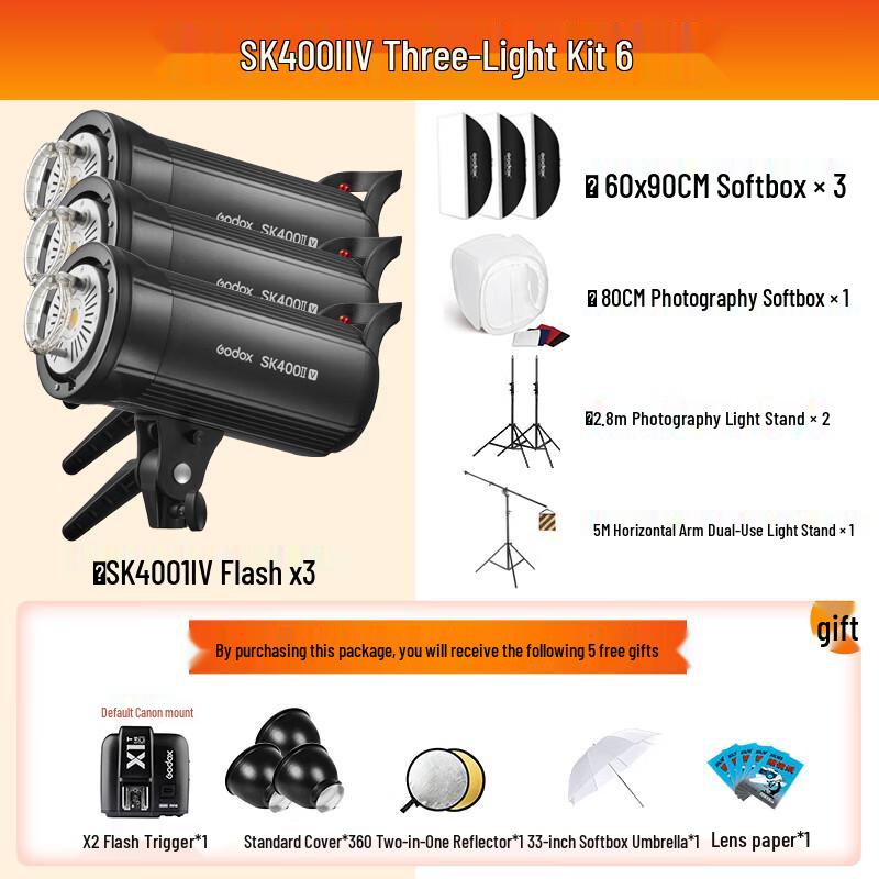 Godox SK400IIV Studio Strobe Three-Light Kit
Godox SK400IIV Studio Strobe Three-Light Kit