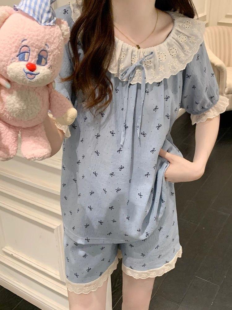 Internet celebrities new bow pajamas women s summer lace short-sleeved shorts set can be worn outside women s loungewear S
Internet celebrities new bow pajamas women s summer lace short-sleeved shorts set can be worn outside women s loungewear S