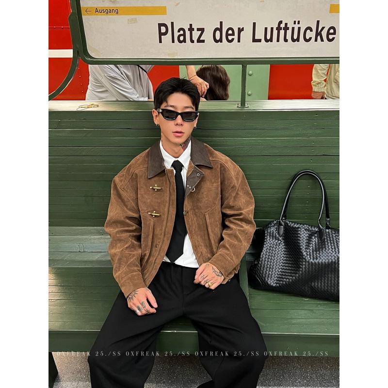 Men s Brown Suede Barn Style Airplane Buckle Jacket: Short Loose Lapel Workwear Outerwear 3XL
Men s Brown Suede Barn Style Airplane Buckle Jacket: Short Loose Lapel Workwear Outerwear 3XL