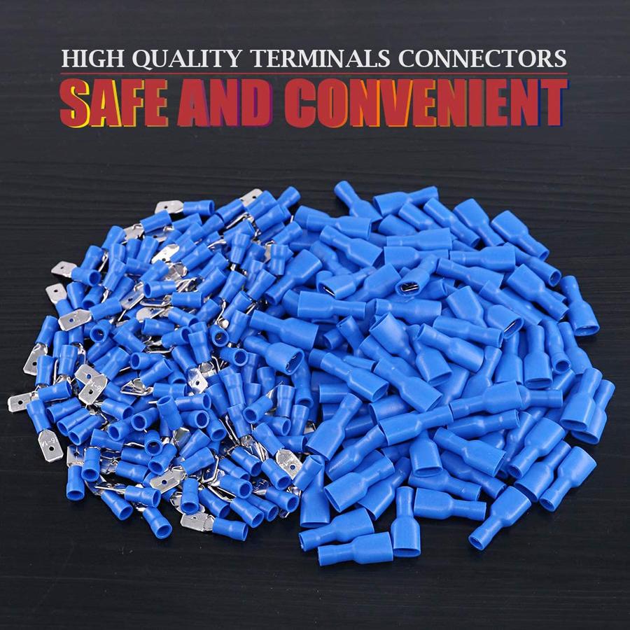 100pcs 50pairs 6.3mm 16 14AWG Female Male Electrical Wiring Connector Insulated Crimp Terminal Spade Blue
100pcs 50pairs 6.3mm 16 14AWG Female Male Electrical Wiring Connector Insulated Crimp Terminal Spade Blue