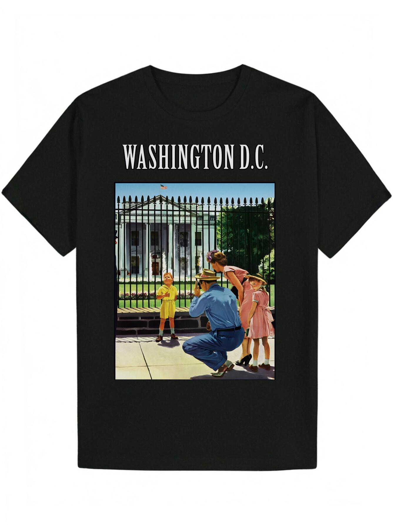 Black Casual Short Sleeve T-shirt - White House Scene & WASHINGTON DC Graphic Print S
Black Casual Short Sleeve T-shirt - White House Scene & WASHINGTON DC Graphic Print S