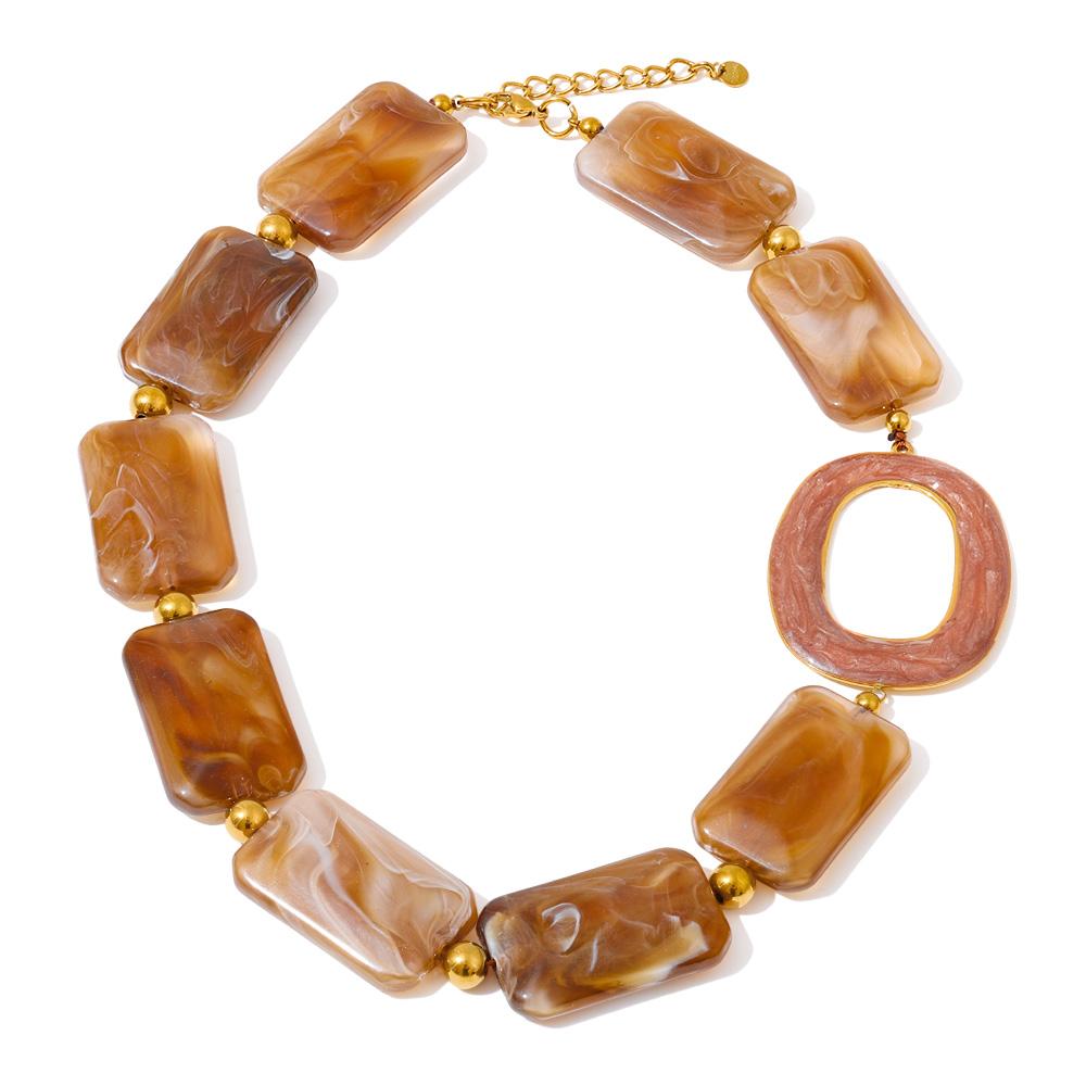 Yhpup Exclusive Coffee Resin Rectangle Chain Necklace for Women Stainless Steel Sweater Chain Fashion Jewelry 2025 Wholesale
Yhpup Exclusive Coffee Resin Rectangle Chain Necklace for Women Stainless Steel Sweater Chain Fashion Jewelry 2025 Wholesale