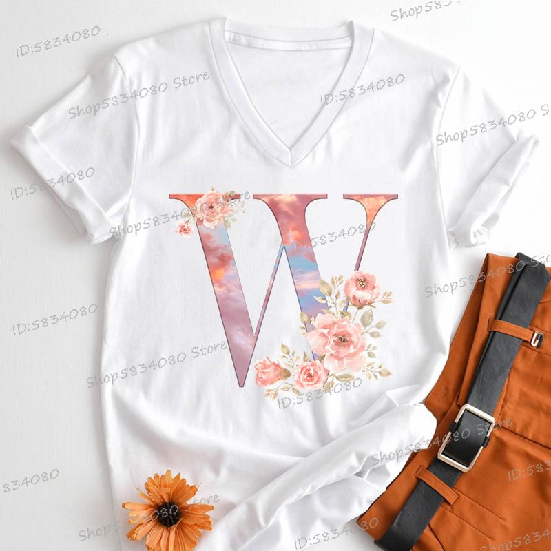 Sky Alphabet Floral Graphic T Shirts Women Pink Flower Letter H Vneck Casual Tops Tees Pink Flower Alphabet AZ Fashion Tshirt S
Sky Alphabet Floral Graphic T Shirts Women Pink Flower Letter H Vneck Casual Tops Tees Pink Flower Alphabet AZ Fashion Tshirt S