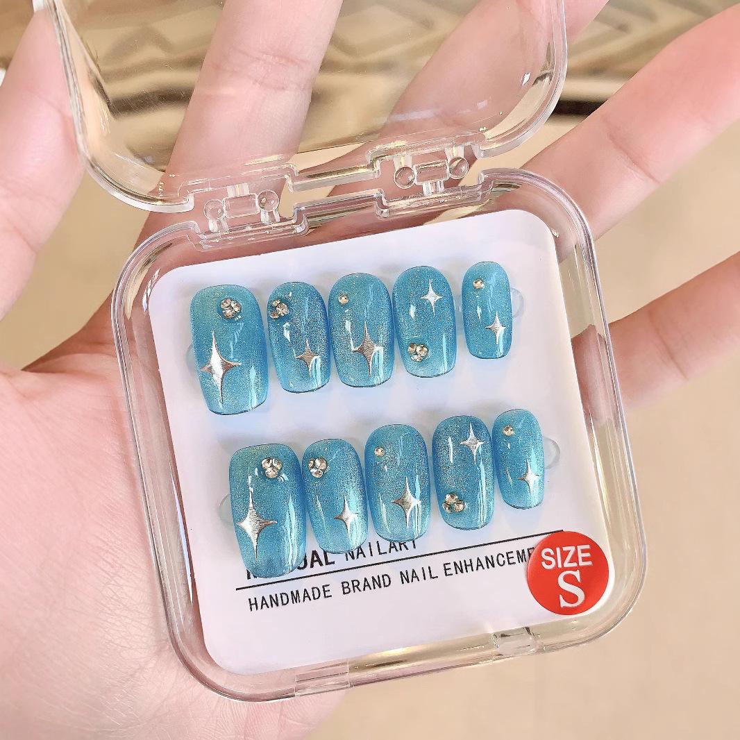 Blue Cat Eye Starburst Wearable Nails with Flashy Diamonds - Pure Desire Style Large
Blue Cat Eye Starburst Wearable Nails with Flashy Diamonds - Pure Desire Style Large