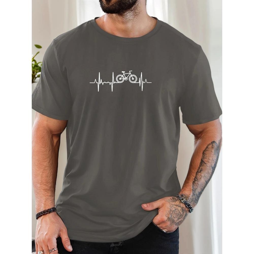 Мужская летняя футболка с коротким рукавом и круглым вырезом, с рисунком сердцебиения велосипеда L темно-серого
Мужская летняя футболка с коротким рукавом и круглым вырезом, с рисунком сердцебиения велосипеда L темно-серого