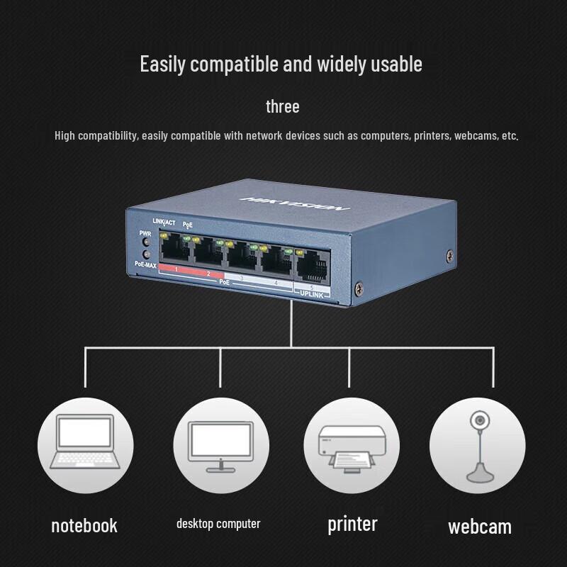 Hikvision 5-Port 100Mbps PoE Unmanaged Switch CN plug (adapter included)
Hikvision 5-Port 100Mbps PoE Unmanaged Switch CN plug (adapter included)