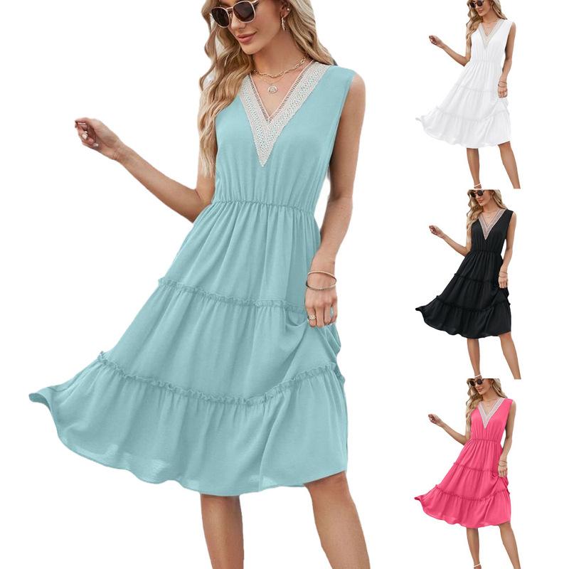Women s Beach Dress 2024 Summer New V-neck Ice Silk Sleeveless Dress Available In Multiple Colors Women s Summer Sundresses S чорний
Women s Beach Dress 2024 Summer New V-neck Ice Silk Sleeveless Dress Available In Multiple Colors Women s Summer Sundresses S чорний