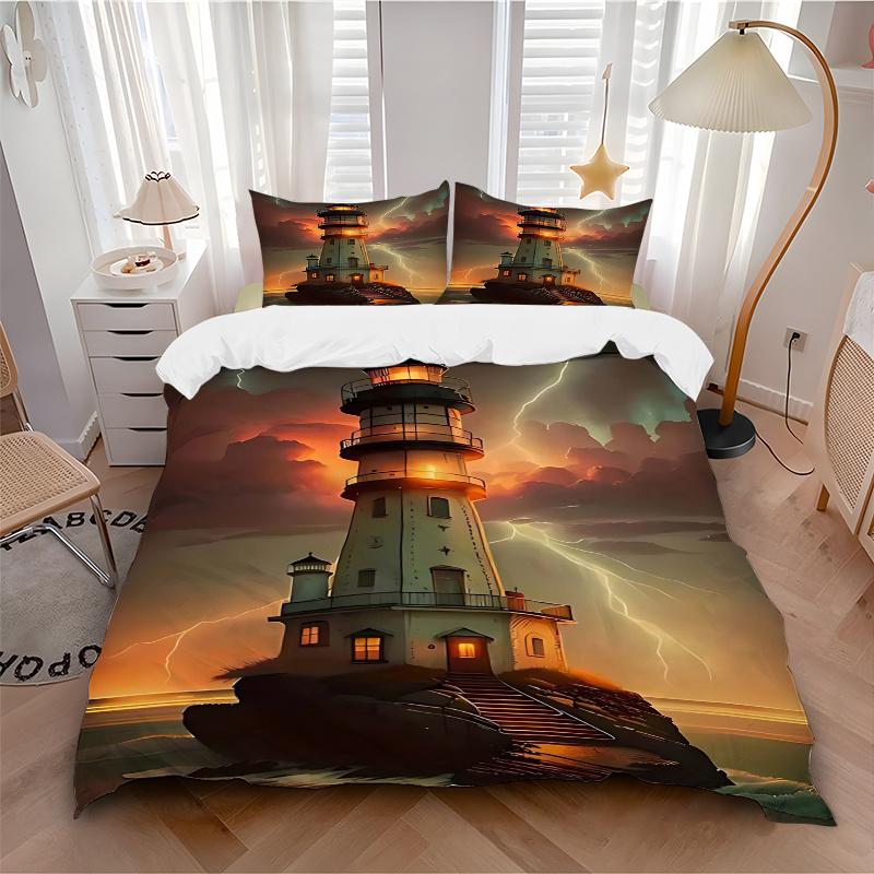3pcs Anime Lighthouse Lightning Scene Comforter Set with 2 Pillowcases (No Core), Home Decor, Festival Gift, Polyester Fabric 135x200cm
3pcs Anime Lighthouse Lightning Scene Comforter Set with 2 Pillowcases (No Core), Home Decor, Festival Gift, Polyester Fabric 135x200cm