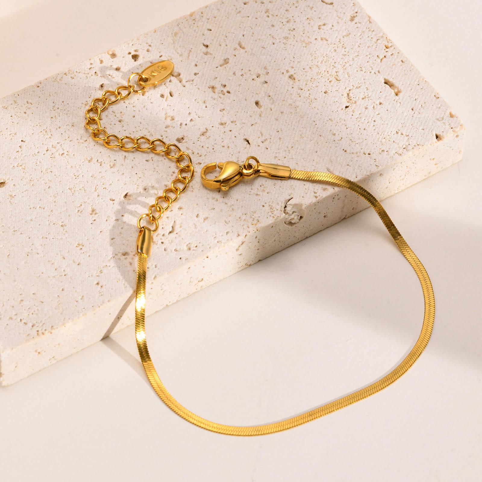 Boho Women Snake Chain Bracelets, Round Flat Snake Links Chain, Adjustable Gold Color Stainless Steel Herringbone Wristband
Boho Women Snake Chain Bracelets, Round Flat Snake Links Chain, Adjustable Gold Color Stainless Steel Herringbone Wristband