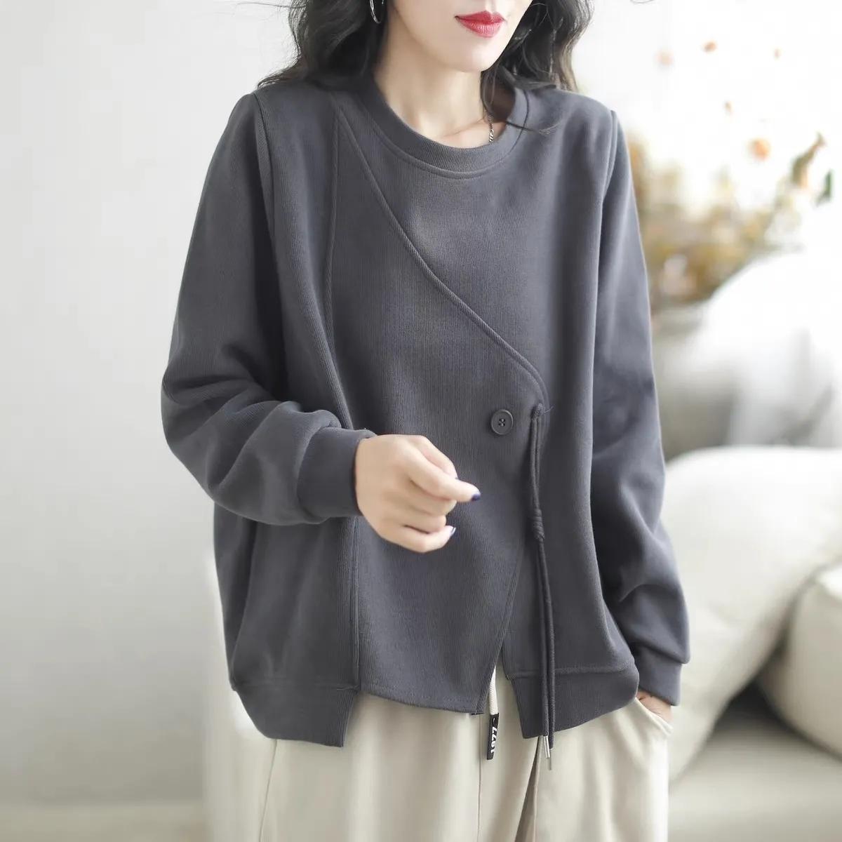 Round Neck Sweater Spring and Autumn Women s Fashion Stitching Loose Top XS сірий
Round Neck Sweater Spring and Autumn Women s Fashion Stitching Loose Top XS сірий