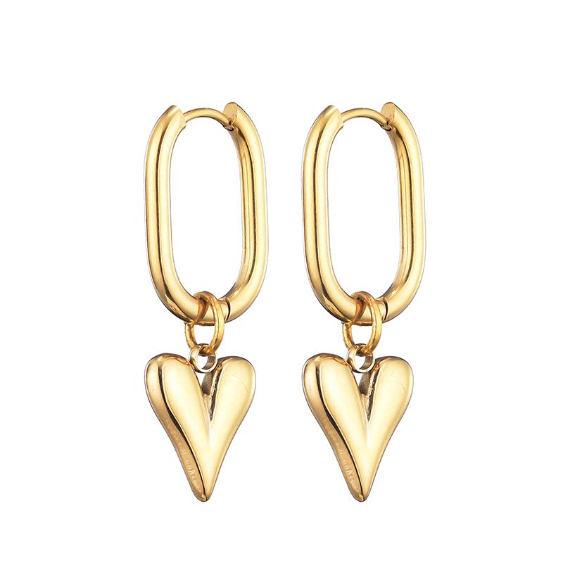 Classic Stainless Steel Chic Heart Pendant Hoop Earrings For Women Gold Copper Color Huggie Ear Buckle Fashion Daily Zircon
Classic Stainless Steel Chic Heart Pendant Hoop Earrings For Women Gold Copper Color Huggie Ear Buckle Fashion Daily Zircon