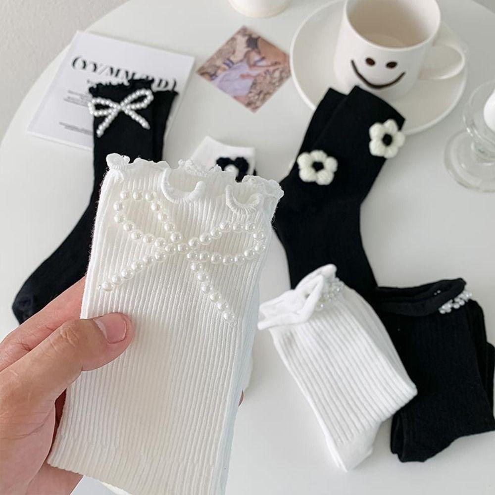 Носки средней длины с оборками и жемчужинами JK Lolita Socks Корейские носки Reto Pearl Sock в стиле ретро Preppy, летние носки white-Bow
Носки средней длины с оборками и жемчужинами JK Lolita Socks Корейские носки Reto Pearl Sock в стиле ретро Preppy, летние носки white-Bow