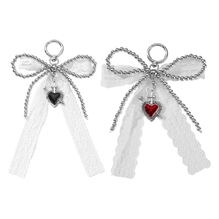 Pack of 2Pcs Lovely Silver Heart Keychain CCB Beads Beautiful Lace Bowknot Accent Backpack Ornament Present 1
Pack of 2Pcs Lovely Silver Heart Keychain CCB Beads Beautiful Lace Bowknot Accent Backpack Ornament Present 1
