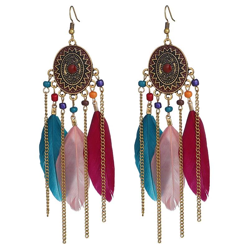 Ethnic Colorful Feather Tassel Earrings For Women Long Chain Beads Drop Dangling Earrings Girls Vintage Jewelry Accessories
Ethnic Colorful Feather Tassel Earrings For Women Long Chain Beads Drop Dangling Earrings Girls Vintage Jewelry Accessories