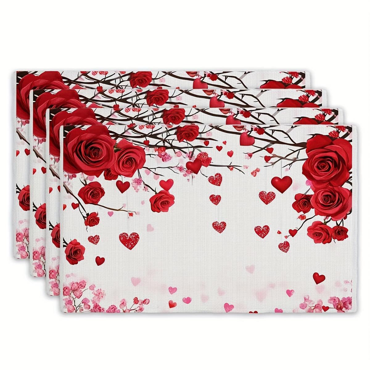 4pcs Red Rose Heart Placemats - Romantic Polyester Table Mats for Dining, Kitchen, and Coffee Table Decor, 12 x 18 12X18inch
4pcs Red Rose Heart Placemats - Romantic Polyester Table Mats for Dining, Kitchen, and Coffee Table Decor, 12 x 18 12X18inch