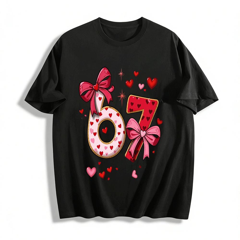 Love Bow Number 67 Print Casual Couple Top Pure cotton T-shirt 6XL
Love Bow Number 67 Print Casual Couple Top Pure cotton T-shirt 6XL