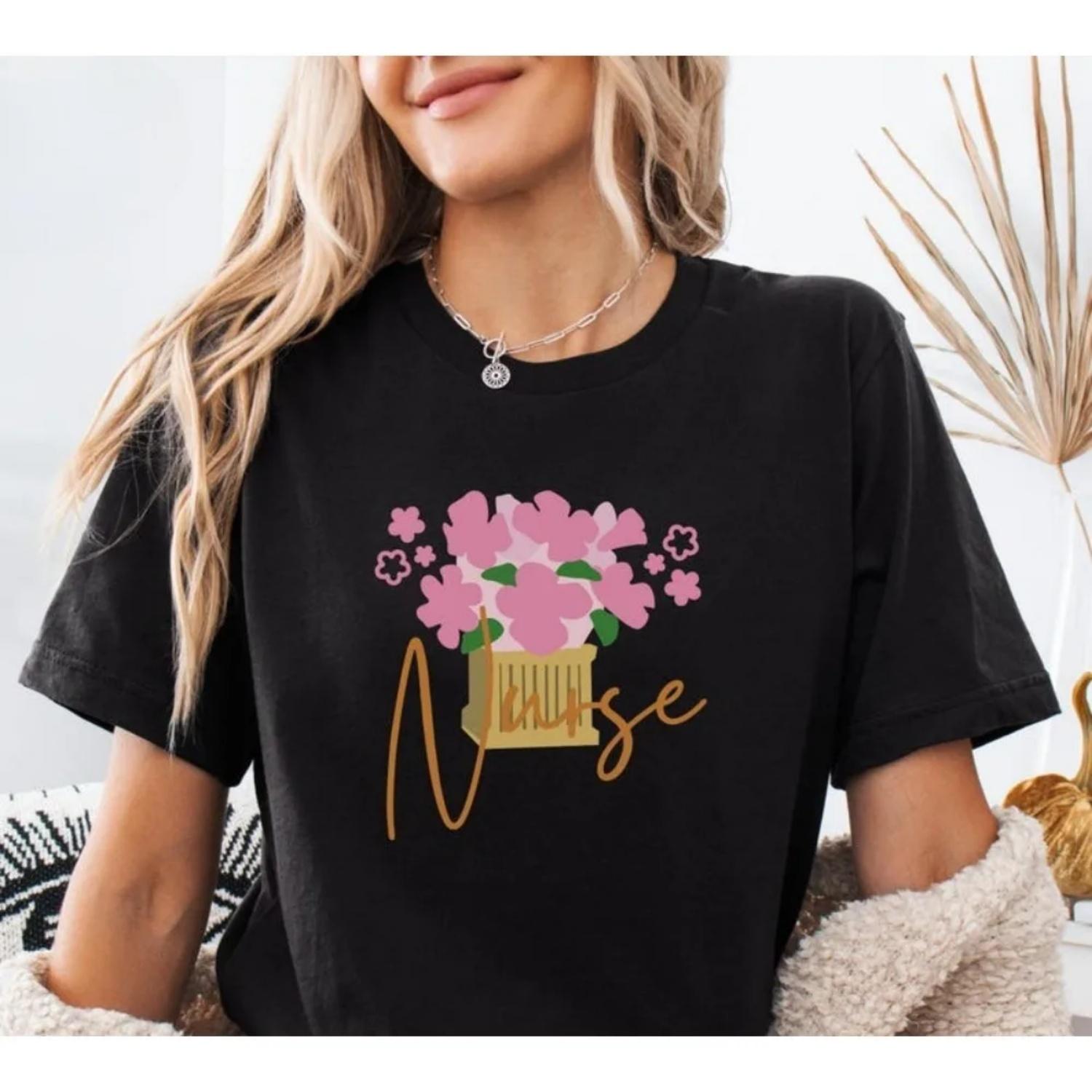 Nurse T-Shirt with Peach Blossoms Cute Nurse Gift Women Crewneck Cotton Short Sleeve Fashion Summer Daily Life Casual Tee Tops S чёрный
Nurse T-Shirt with Peach Blossoms Cute Nurse Gift Women Crewneck Cotton Short Sleeve Fashion Summer Daily Life Casual Tee Tops S чёрный
