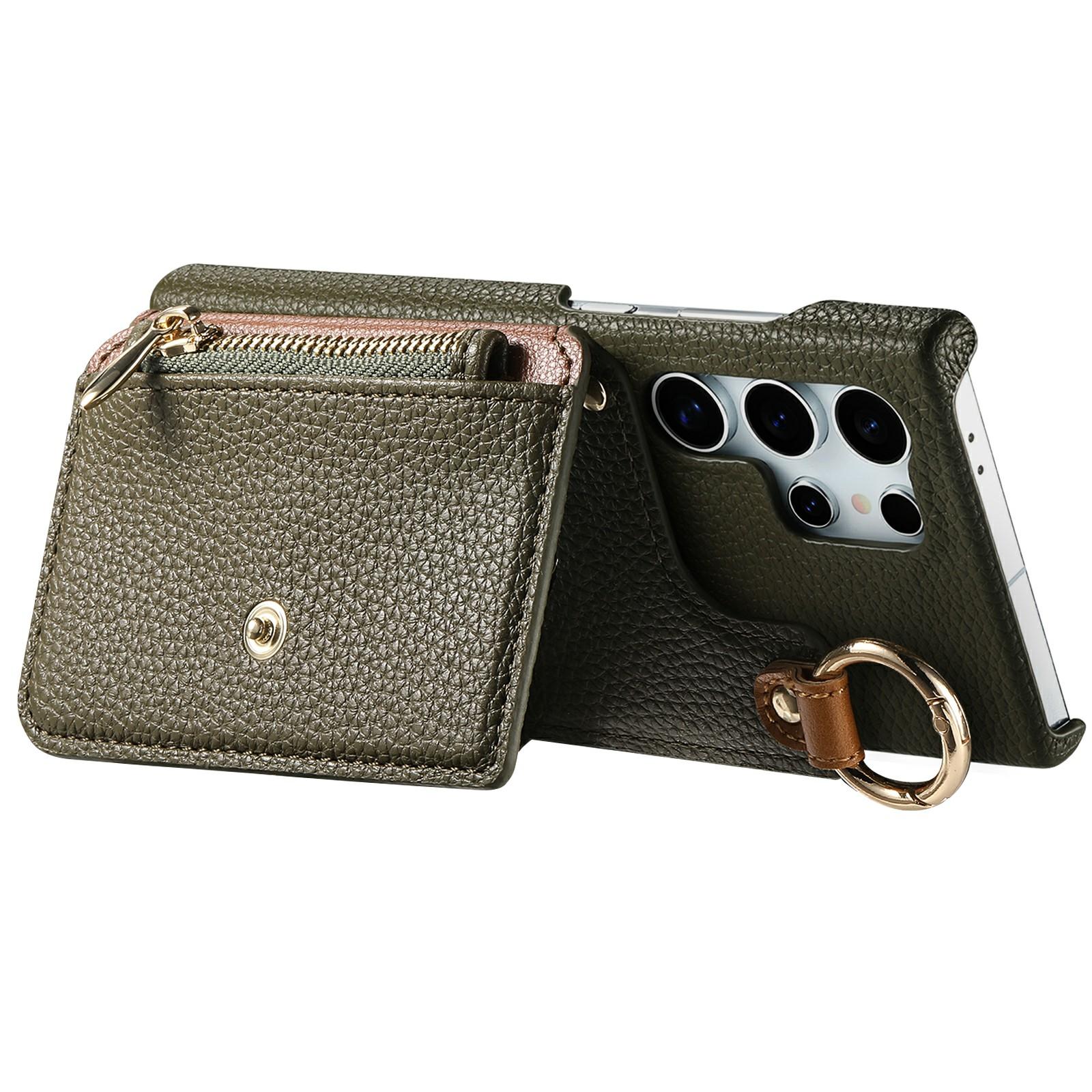 For Samsung Galaxy S23 Ultra Leather Phone Back Cover Zipper Card Holder Kickstand with Mirror and Long Strap Khaki Grey 
For Samsung Galaxy S23 Ultra Leather Phone Back Cover Zipper Card Holder Kickstand with Mirror and Long Strap Khaki Grey