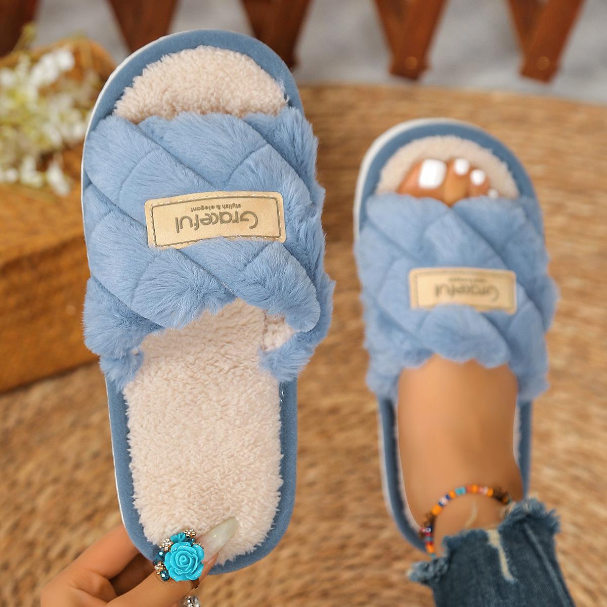 New Home Furry Open-toe Slippers, Warm Autumn and Winter House Slippers 36-37 синій
New Home Furry Open-toe Slippers, Warm Autumn and Winter House Slippers 36-37 синій