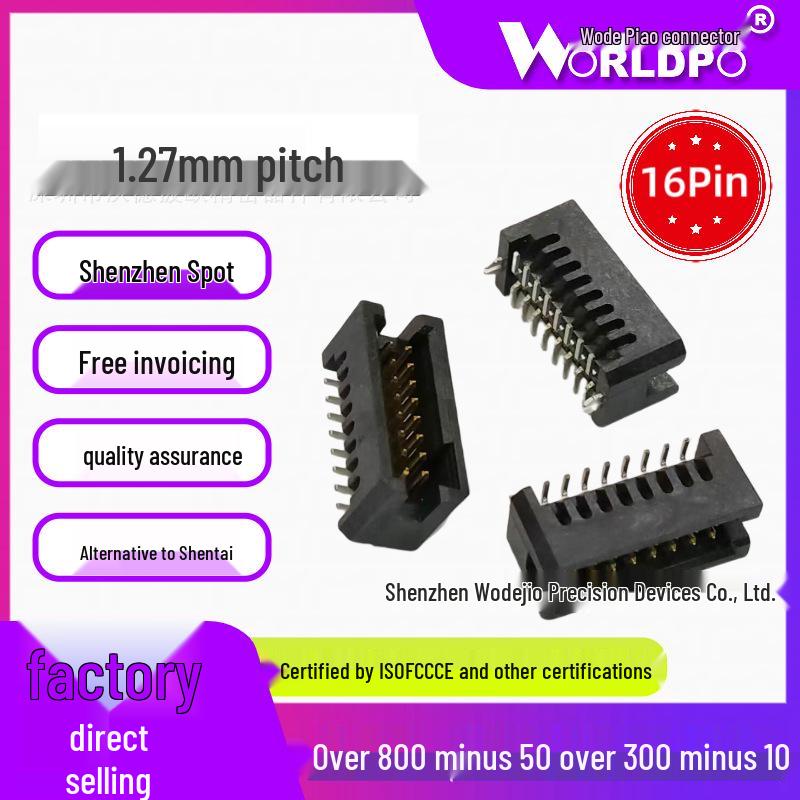 16-Pin Male Board-to-Board Connector, 2 Rows, 1.27mm Pitch
16-Pin Male Board-to-Board Connector, 2 Rows, 1.27mm Pitch