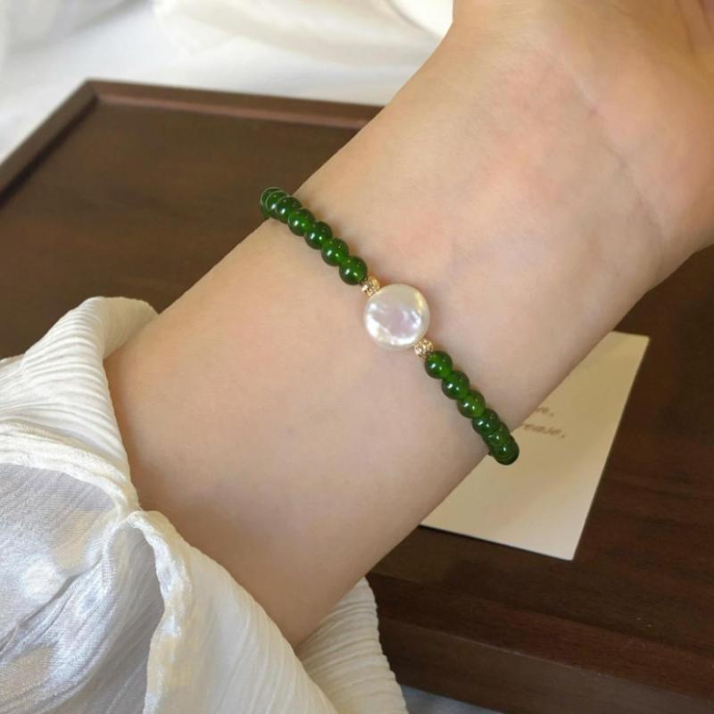 Natural Freshwater Freshwater Pearls & Green Agate Chalcedony Bracelet - Round Button Beads Chinese-Inspired Jewelry Gift 4mm beads
Natural Freshwater Freshwater Pearls & Green Agate Chalcedony Bracelet - Round Button Beads Chinese-Inspired Jewelry Gift 4mm beads