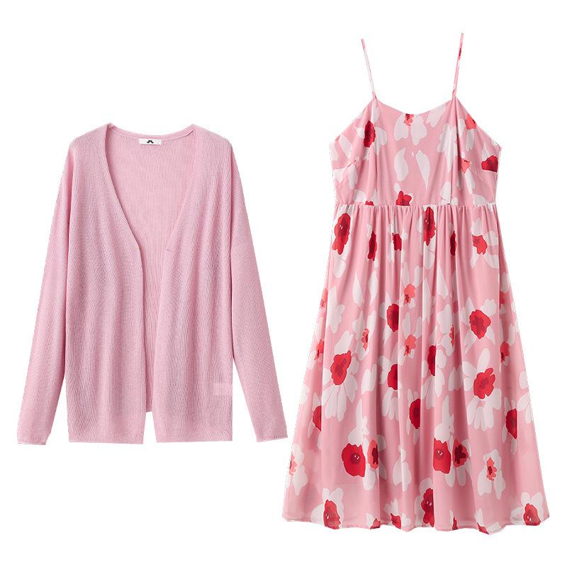 Новый вязаный кардиган с длинными рукавами и комплект платья-халтер с цветочным принтом для женской одежды больших размеров на весну и осень 2XL
Новый вязаный кардиган с длинными рукавами и комплект платья-халтер с цветочным принтом для женской одежды больших размеров на весну и осень 2XL