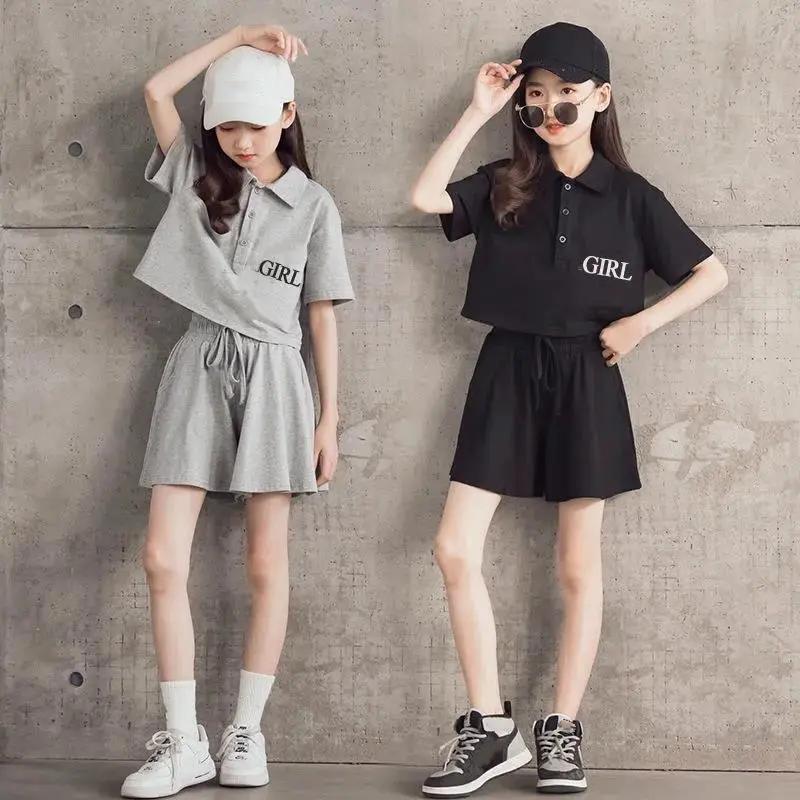 Girl s Summer Sports and Leisure Suit Middle and Older Children Solid Color Short Sleeve T-shirt + Shorts Two-piece Set 170 чёрный
Girl s Summer Sports and Leisure Suit Middle and Older Children Solid Color Short Sleeve T-shirt + Shorts Two-piece Set 170 чёрный