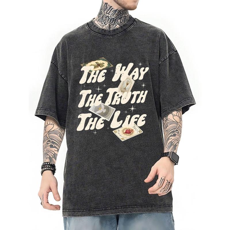 Washed Oversized T-Shirt, Vintage Washed Style with Bold Text Print THE WAY THE TRUTH THE LIFE , Streetwear Alternative Fashion for Men, Breathable S чёрный
Washed Oversized T-Shirt, Vintage Washed Style with Bold Text Print THE WAY THE TRUTH THE LIFE , Streetwear Alternative Fashion for Men, Breathable S чёрный