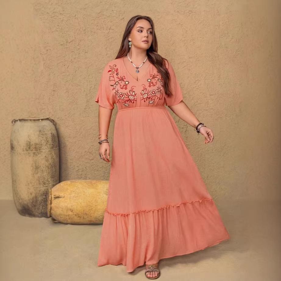Women s Summer Casual Midi Maxi Dress Puff Short Sleeve V Neck Plus Size Boho Beach Dress Floral Textured Ruffle Flowy Party Dresses for Women 4XL
Women s Summer Casual Midi Maxi Dress Puff Short Sleeve V Neck Plus Size Boho Beach Dress Floral Textured Ruffle Flowy Party Dresses for Women 4XL