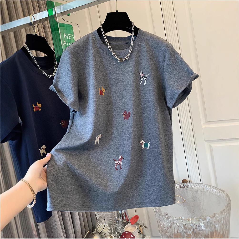 European Style Extra Large Embroidered Cartoon Short Sleeve T-Shirt for Women - Versatile Loose Fit Spring and Autumn Top 3XL
European Style Extra Large Embroidered Cartoon Short Sleeve T-Shirt for Women - Versatile Loose Fit Spring and Autumn Top 3XL
