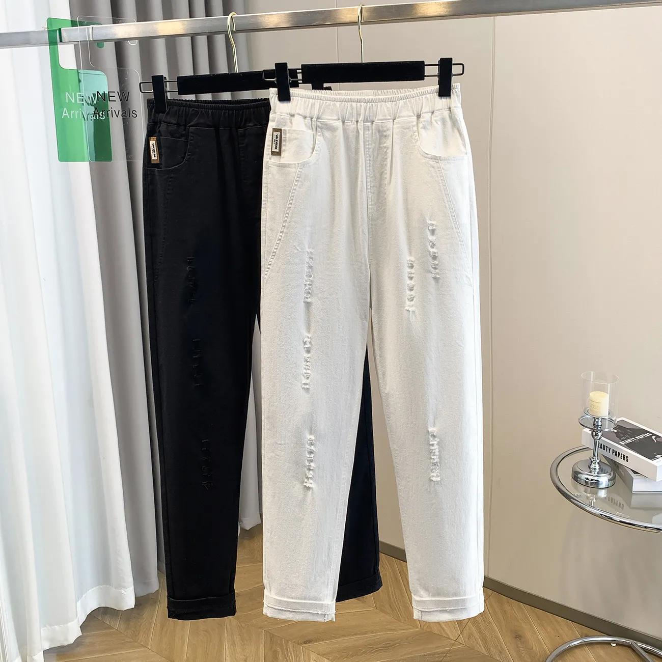 Spring and Summer Plus Size Harem Pants Ripped Jeans Loose Fat MM Western Style Elastic Waist Nine-point Carrot Pants XXXXXL білий
Spring and Summer Plus Size Harem Pants Ripped Jeans Loose Fat MM Western Style Elastic Waist Nine-point Carrot Pants XXXXXL білий