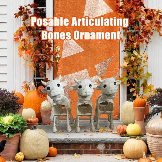 Halloween Cow Skeleton Decoration Realistic Cow Skull Tabletop Centerpiece Spooky Posable Plastic Bones Statues for Garden Haunted House Cemetery
Halloween Cow Skeleton Decoration Realistic Cow Skull Tabletop Centerpiece Spooky Posable Plastic Bones Statues for Garden Haunted House Cemetery