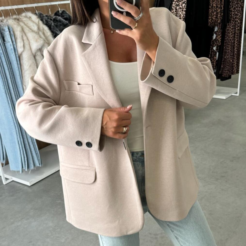 GMXIA Осень Зима Длинный рукав Костюм Воротник Однобортный Ткань Пальто Верх Женщина XXL абрикосовый