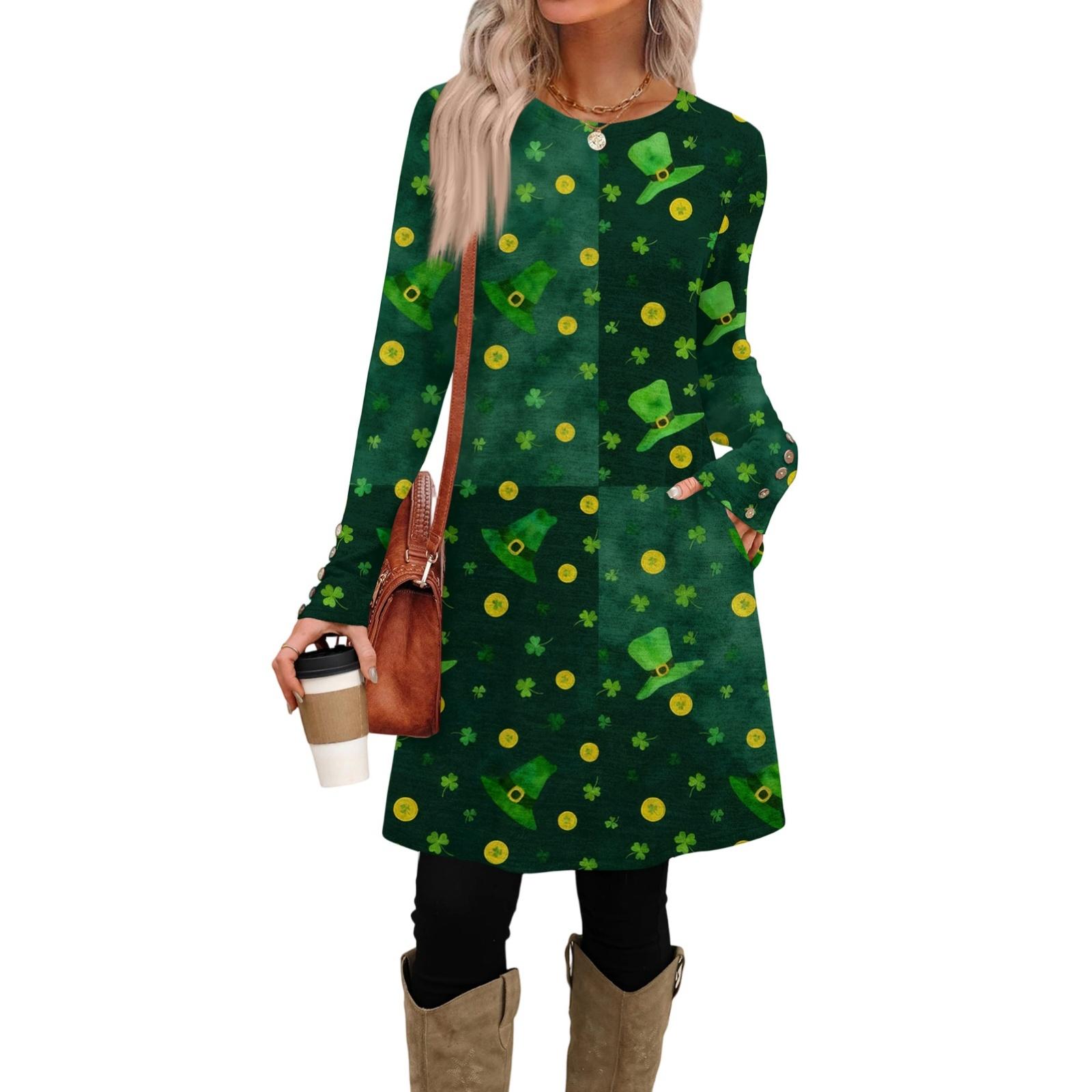Women s fashion casual pocket decorative button dress round neck long sleeve printed dress XXL
Women s fashion casual pocket decorative button dress round neck long sleeve printed dress XXL