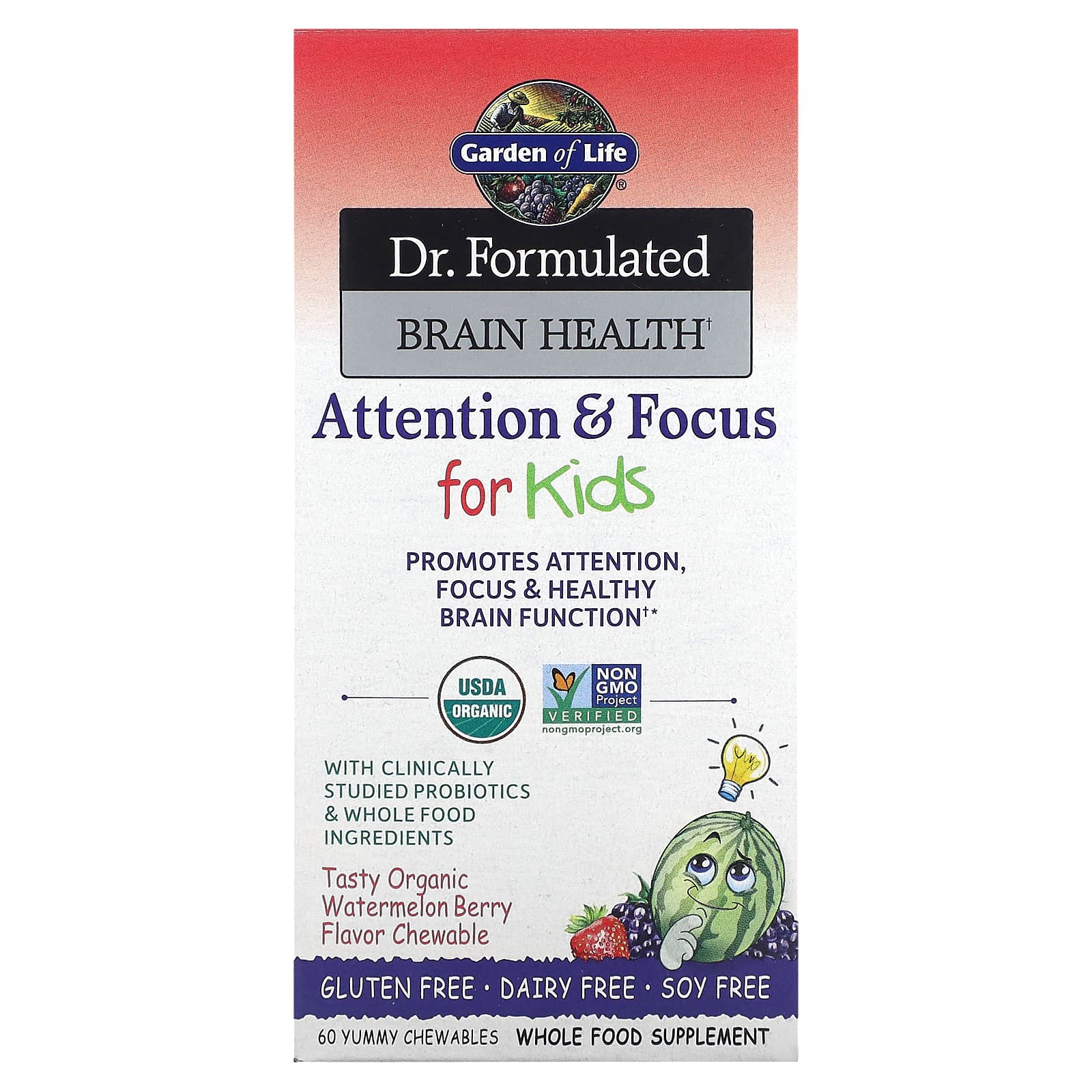Garden of Life, Dr. Formulated Brain Health, Attention & Concentration for Kids, Organic Watermelon Berry, 60 Delicious Chewables
Garden of Life, Dr. Formulated Brain Health, Attention & Concentration for Kids, Organic Watermelon Berry, 60 Delicious Chewables
