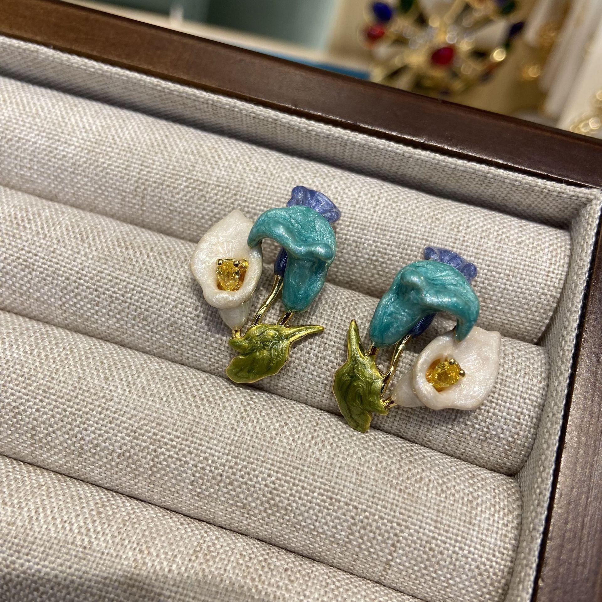 Чжао Рут летние женские эмалевые капающие масляные цветные серьги-гвоздики в виде ландыша, Мори фея красота маленькие свежие женские серьги