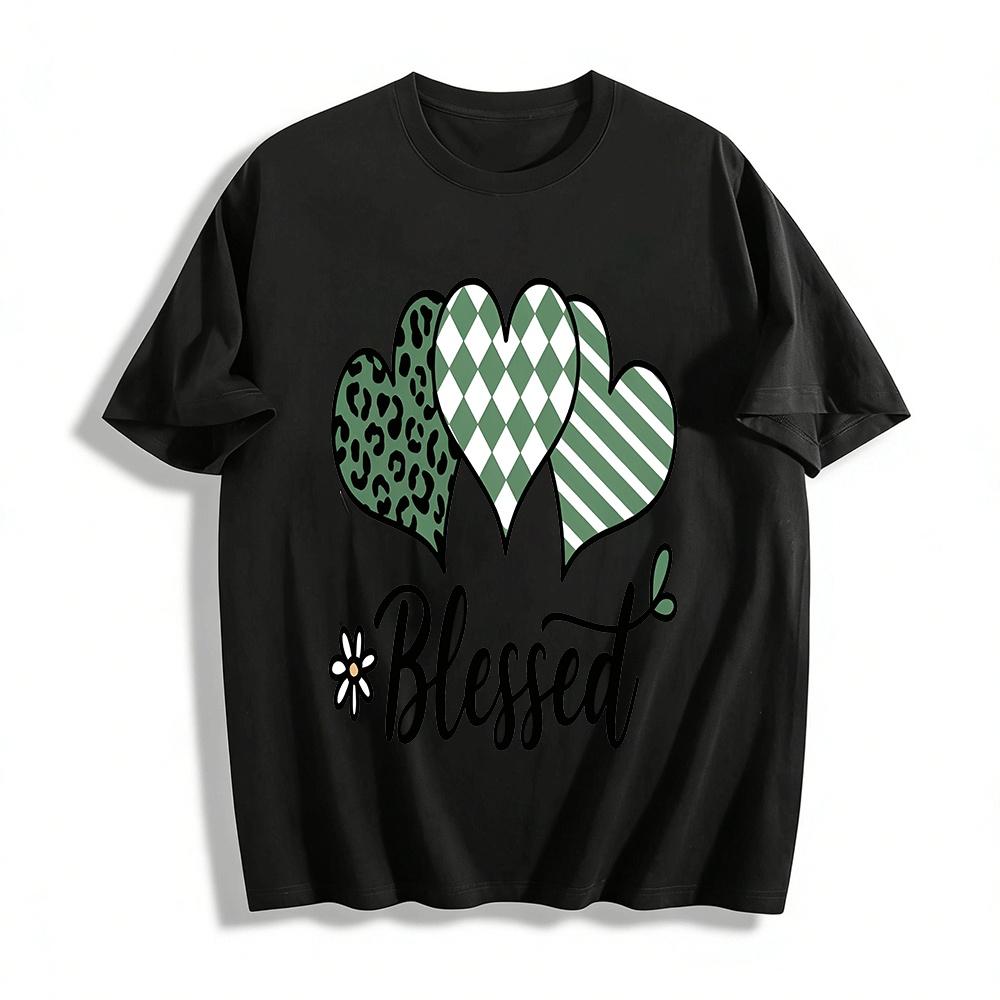 Blessed Themed Vintage Heart Print Casual Versatile T-Shirt Pure cotton T-shirt XXS
Blessed Themed Vintage Heart Print Casual Versatile T-Shirt Pure cotton T-shirt XXS