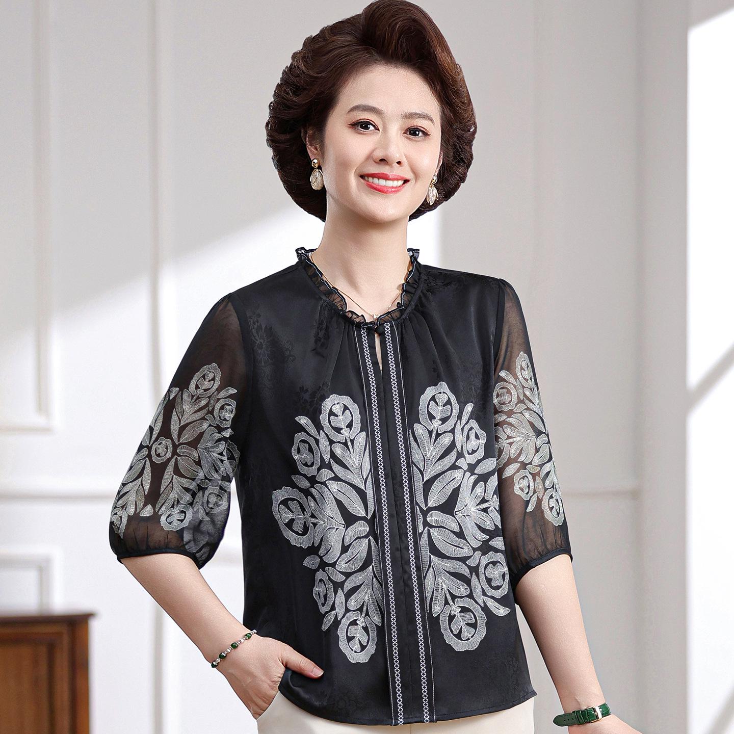 Women s Retro Summer Silk T-Shirt with Loose Half-High Collar and 7-Sleeve Design L (80-100 jin) чёрный
Women s Retro Summer Silk T-Shirt with Loose Half-High Collar and 7-Sleeve Design L (80-100 jin) чёрный