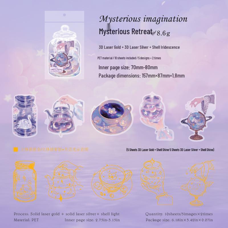 Mo Ink Ice Crystal 3D Laser Silver Stickers - Universe in a Bottle Series, 10 Irregular Die-Cut Sheets for DIY Projects
Mo Ink Ice Crystal 3D Laser Silver Stickers - Universe in a Bottle Series, 10 Irregular Die-Cut Sheets for DIY Projects