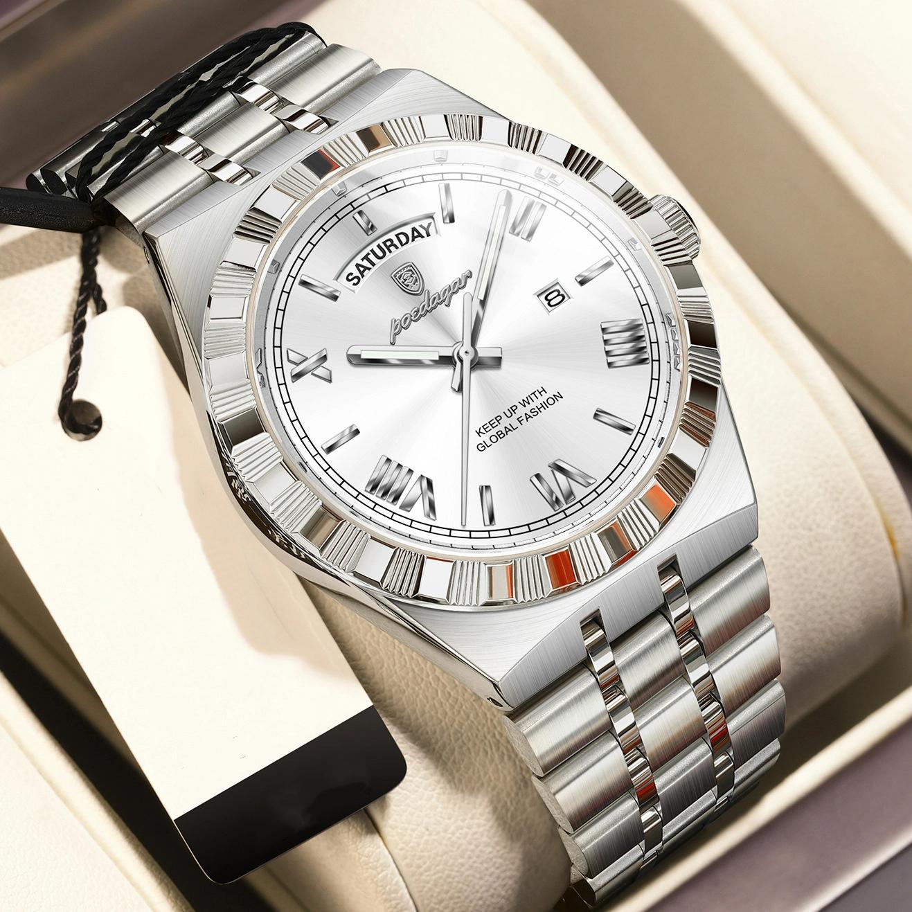 POEDAGAR Luxury Business Man Watch Week Date Waterproof Luminous Watches For Men Stainless Steel Quartz Men s Fashion Wristwatch срібний/білий
POEDAGAR Luxury Business Man Watch Week Date Waterproof Luminous Watches For Men Stainless Steel Quartz Men s Fashion Wristwatch срібний/білий