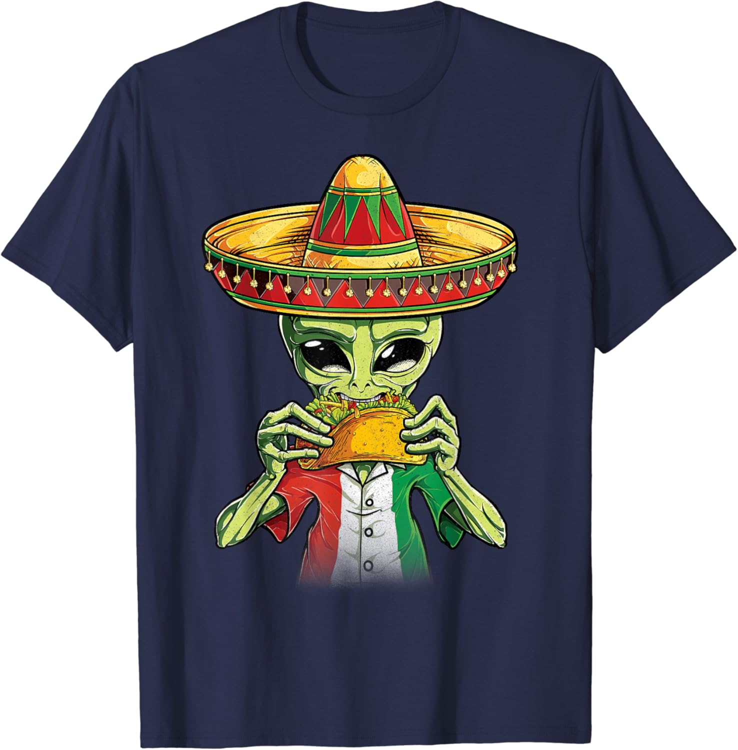 Alien Eating Taco T shirt Cinco De Mayo UFO Sombrero Flag 4XL
Alien Eating Taco T shirt Cinco De Mayo UFO Sombrero Flag 4XL