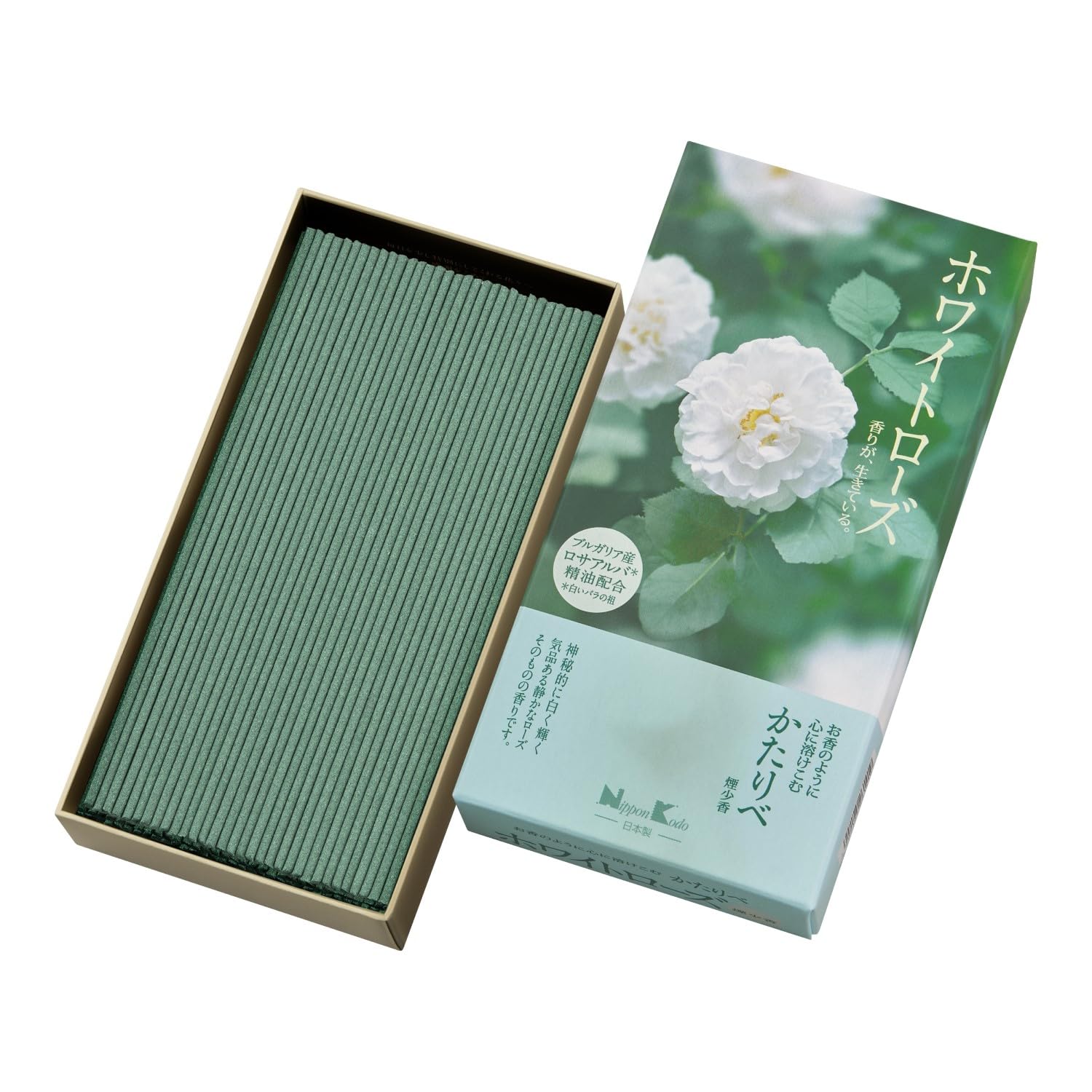 Ароматическая палочка Kataribe White Rose 100 г Nippon Kodo с низким уровнем дыма прибл. зелёный
Ароматическая палочка Kataribe White Rose 100 г Nippon Kodo с низким уровнем дыма прибл. зелёный