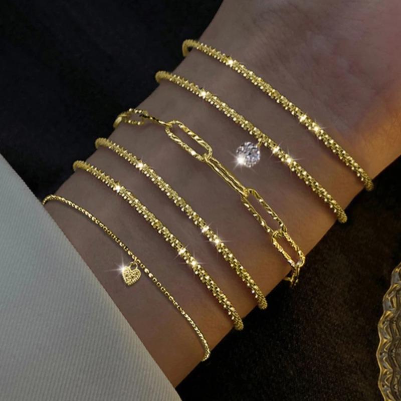6Pcs Stainless Steel Crystal Heart Bracelets for Women Girls Sparkling Starry Sky Copper Bracelets Party Zircon Gifts
6Pcs Stainless Steel Crystal Heart Bracelets for Women Girls Sparkling Starry Sky Copper Bracelets Party Zircon Gifts