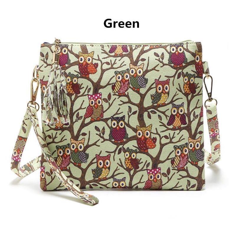 Owl Print Canvas Tassel Crossbody Bag For Women With Zipper Closure** зелений
Owl Print Canvas Tassel Crossbody Bag For Women With Zipper Closure** зелений