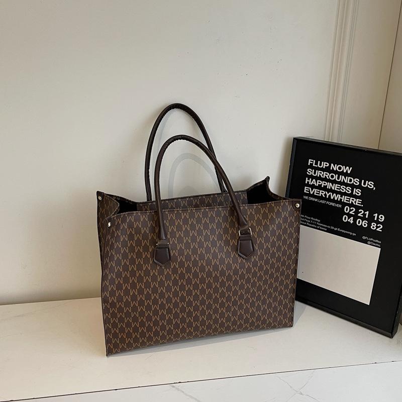 Премиальная женская сумка 2025 года, новая мода, портативная сумка для покупок, большая вместимость, универсальная сумка-тоут темно-коричневого