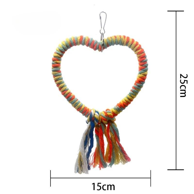 Pet Bird Cotton Rope Heart Shape Stand Chewing Bite Parrot Hanging Cage Swing Rope Ring Stand Climb Toy Bird Supplies
Pet Bird Cotton Rope Heart Shape Stand Chewing Bite Parrot Hanging Cage Swing Rope Ring Stand Climb Toy Bird Supplies