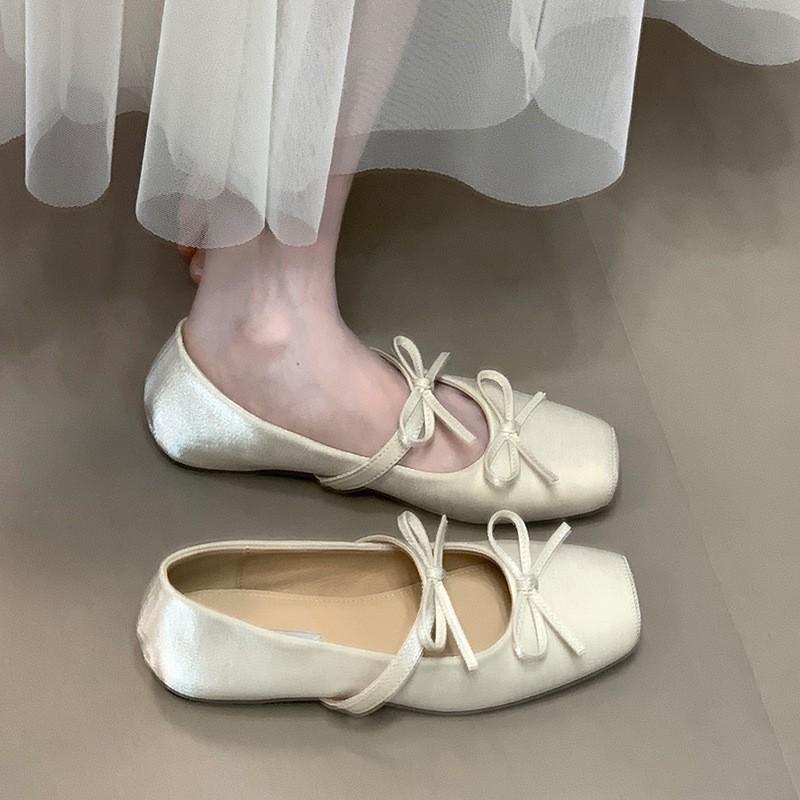 Bow ballet shoes inner height increase new fairy shallow mouth Mary Jane single shoes 35
Bow ballet shoes inner height increase new fairy shallow mouth Mary Jane single shoes 35